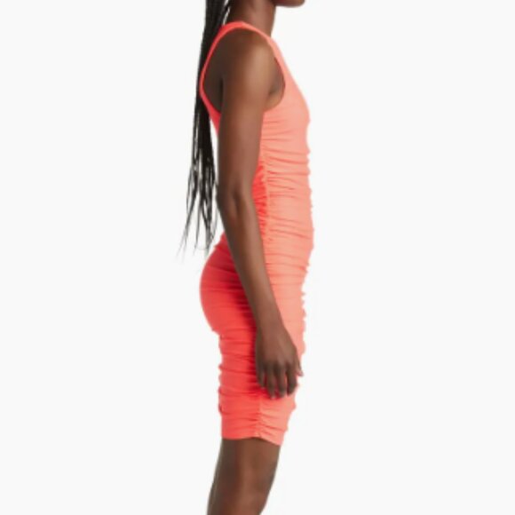 Good American Satin Body-Con Minidress Fiery Neon Coral (orange red) SZ 2X NWT - Picture 5 of 13
